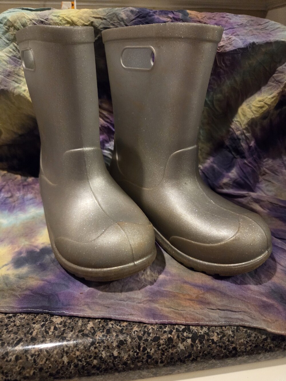 Silver kids sparkly size 12 plastic boots